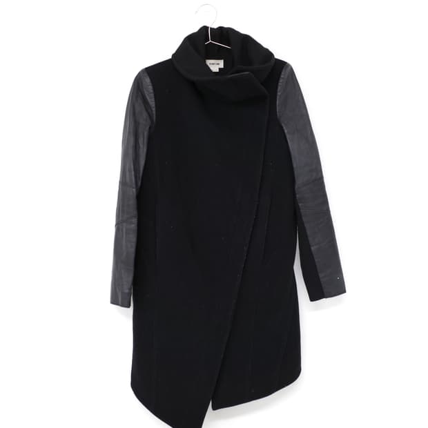 Helmut Lang Sleeve Leather Wool Coat