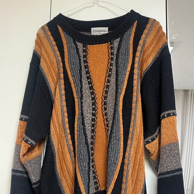 빈티지 블랙 오렌지 니트