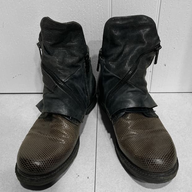 A.S.98 드레이프 랩 레더 부츠