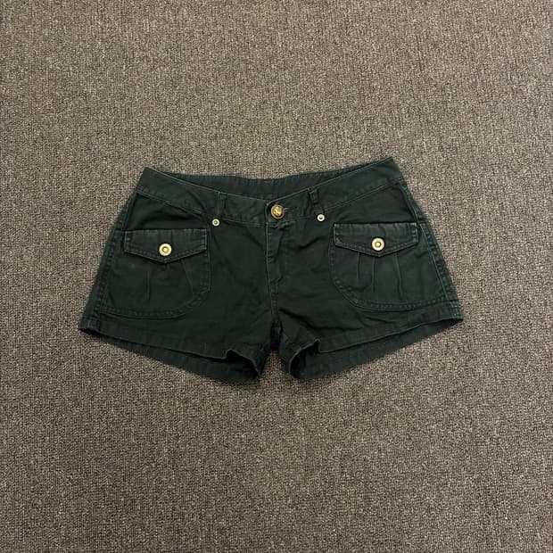 64-95) Japanese vintage 여성 포켓 디테일 흑청 숏팬츠