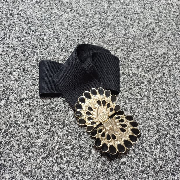 빈티지 공작새 장식  벨트 블랙