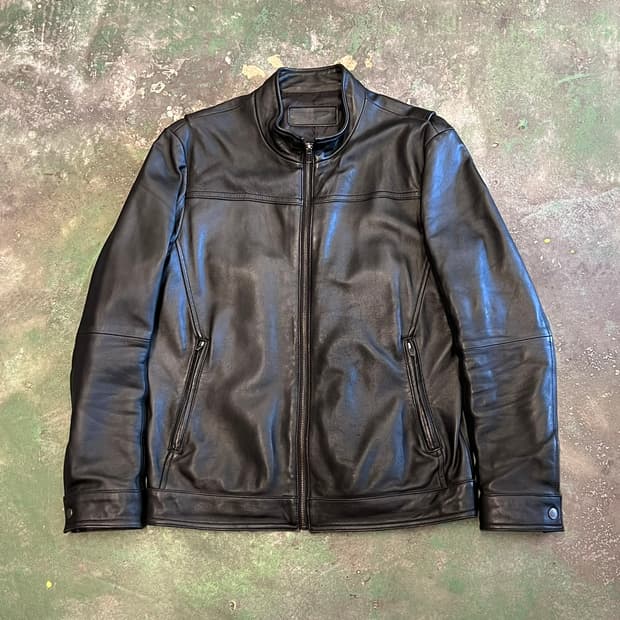 [M] 폴리스 POLICE 양가죽 싱글 라이더 자켓 블랙 레더 자켓