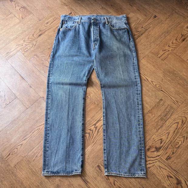 [36]리바이스 501 미디엄블루 워싱 스트레이트 데님 팬츠
