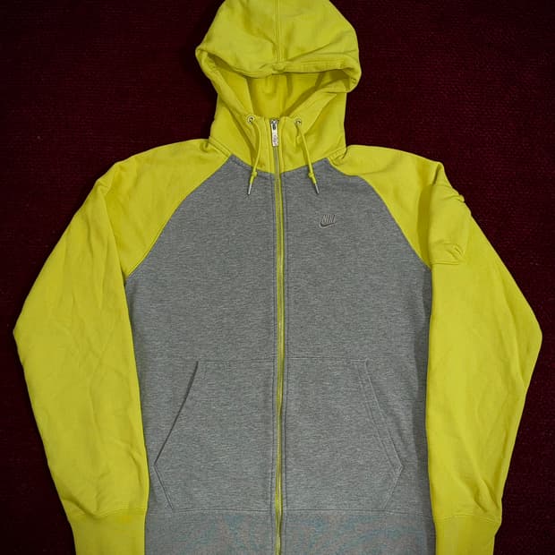 나이키 올드스쿨 레글런 코튼 후드집업 그레이/옐로우 100