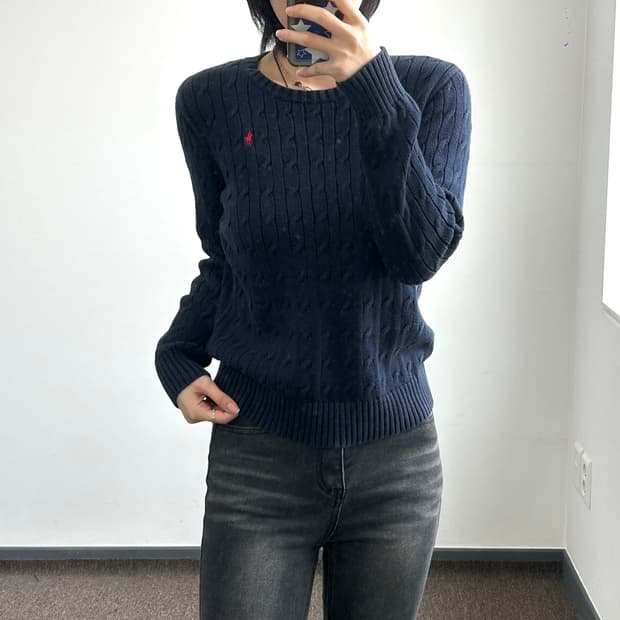 Polo 레드포니 네이비 케이블 니트