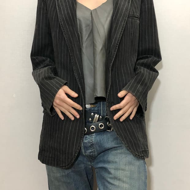 빈티지 빈폴 그레이 스트라이프 자켓