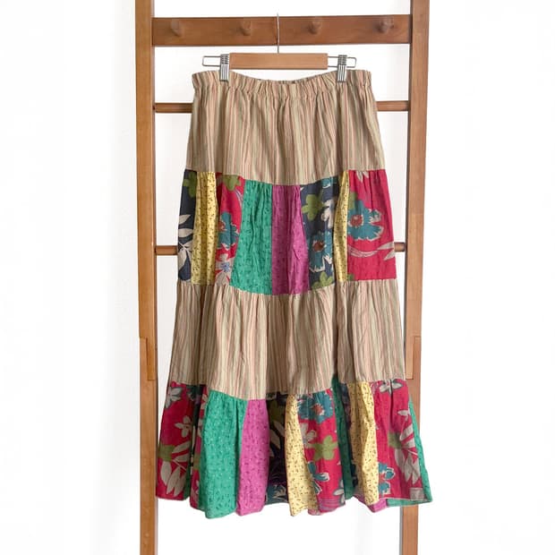 샨티 패치워크 캉캉 롱 스커트