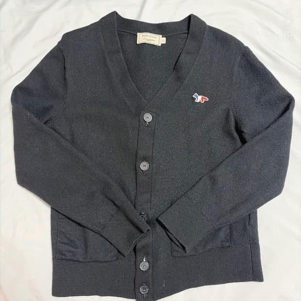 메종키츠네 폭스 패치 블랙 가디건 L (여성)