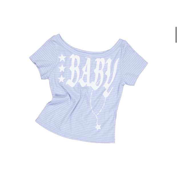 셋업이엑스이 BABY WIDE NECK TOP STRIPE BLUE