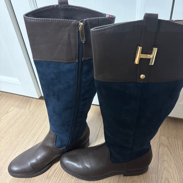 상태최상 타미힐피거 가죽 스웨이드 롱부츠 230