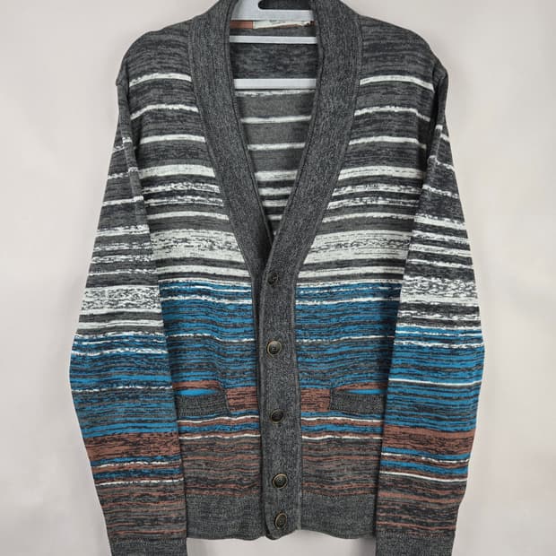 [무료배송]시리즈 100 남성 스트라이프 브이넥 긴팔 니트 가디건