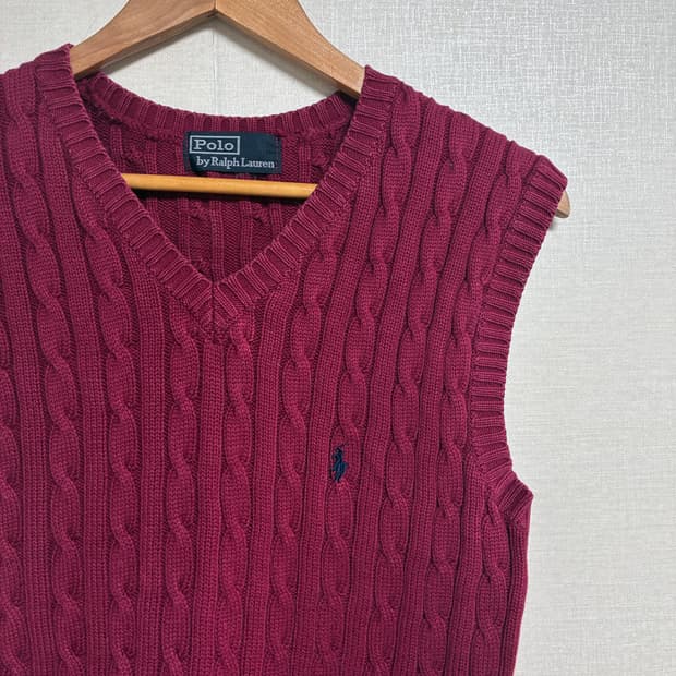 빈티지 폴로랄프로렌 브이넥 베스트 빈티지레드 S