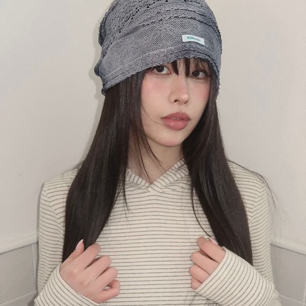 킬리만 와일드플라워 비니 포그네이비 레이스 보헤미안브리즈빈티지모자여름패터