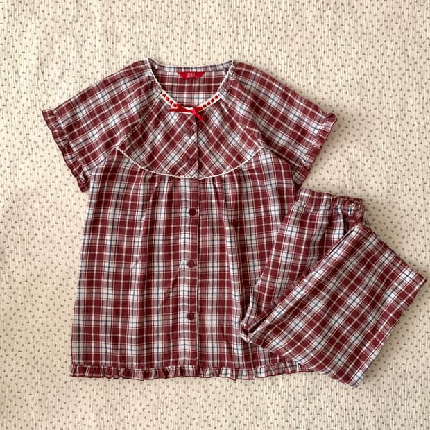 빈티지 레이스 체크 파자마