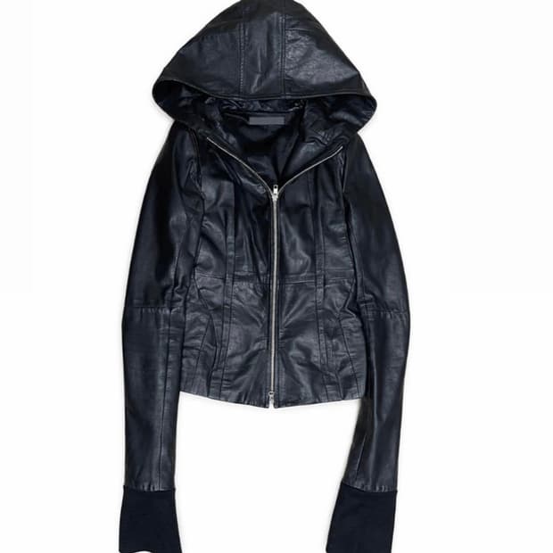 ekam 레더 자켓 후디