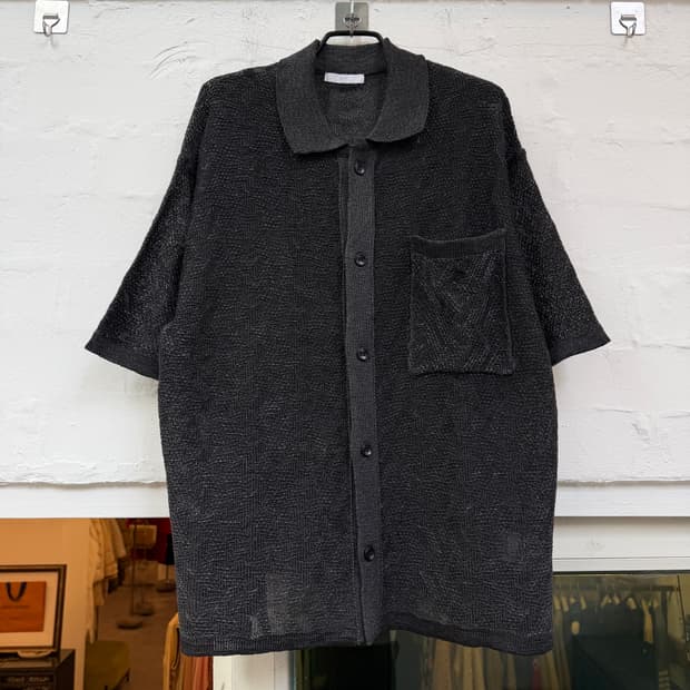 WYM 자카드 메쉬 니트 반팔 셔츠 S