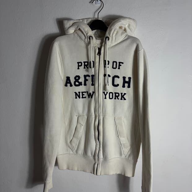A&F 아베크롬비 Y2K 화이트 아치로고 후드집업(S)