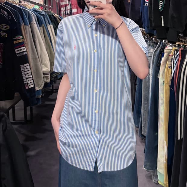 [IM] 폴로랄프로렌 스트라이프 반팔 셔츠 블루