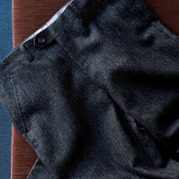 Tweed design no tuck straight slacks