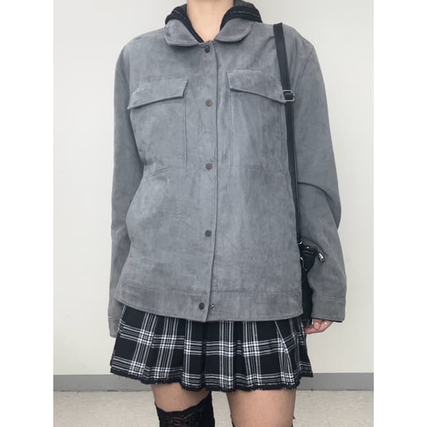 빈티지 그레이 스웨이드 자켓