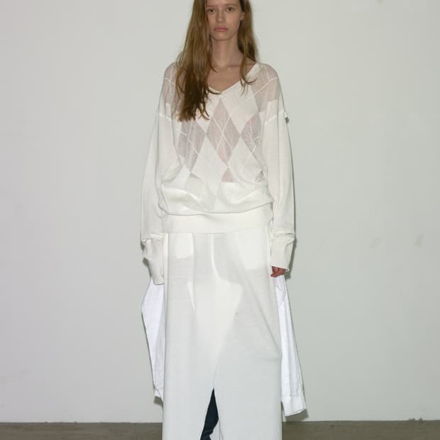 s/e/o 에스이오 시어 아가일 브이넥 니트