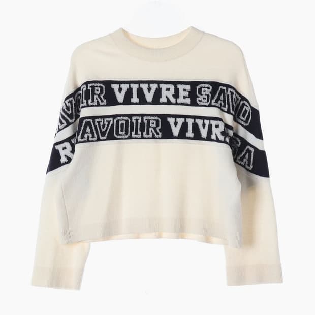 시스템 레터링 배색 크롭 니트 F