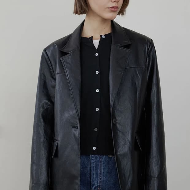 loose leather jacket (black)