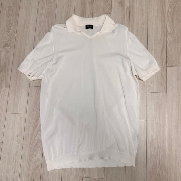 드루모어 와이드 오픈카라 폴로니트 아이보리 52