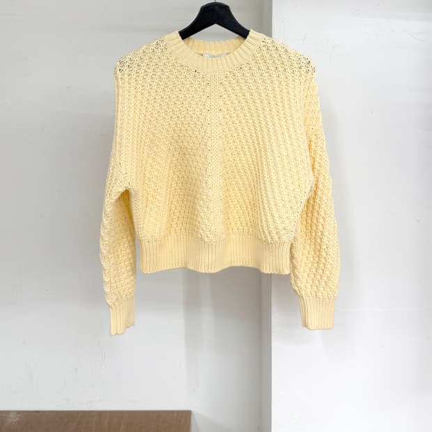 빈스 옐로우 드랍 숄더 니트 스웨터