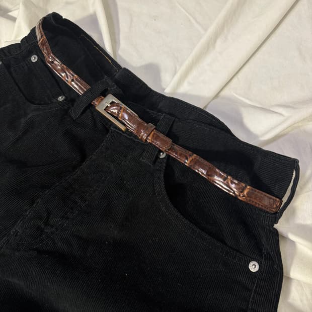 빈티지 크로커다일 에나멜 벨트