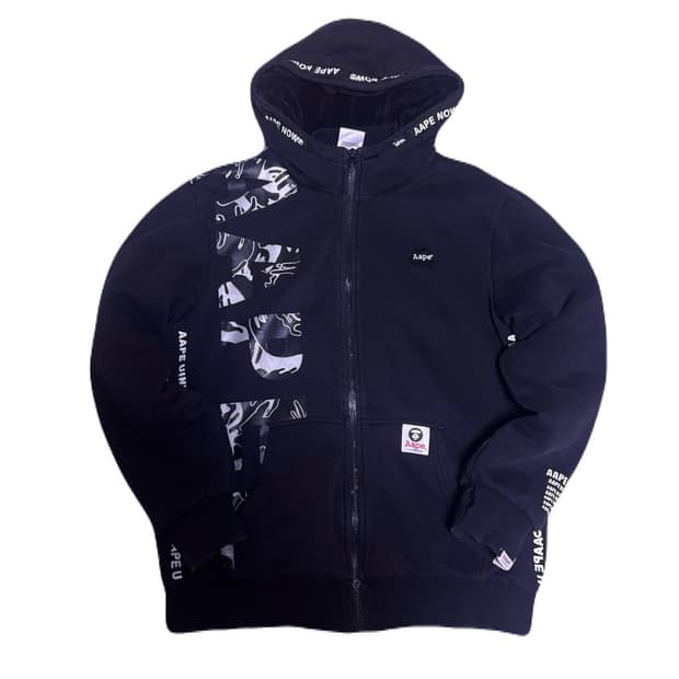 에이프 블랙 카모 후드집업