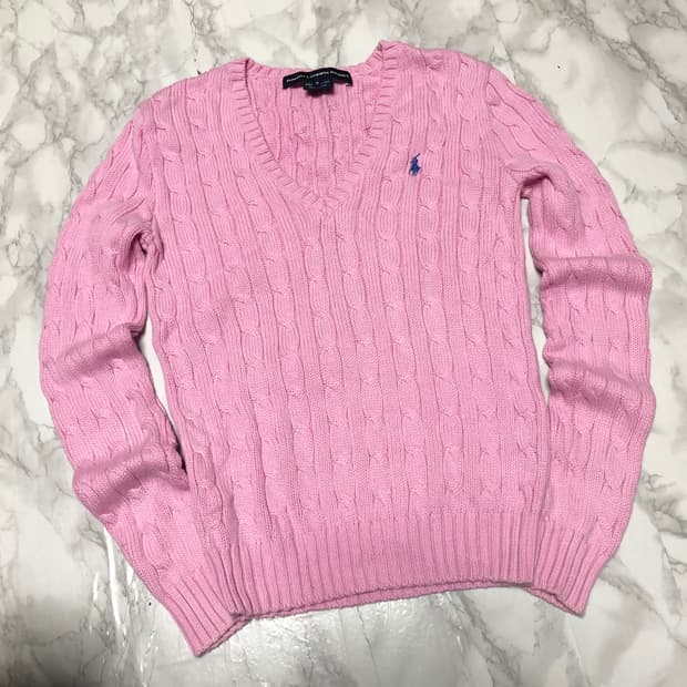 폴로 랄프로렌 인디핑크 니트 브이넥 스웨터