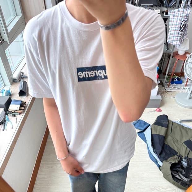 슈프림 뉴욕양키즈 박스로고 반팔 티셔츠