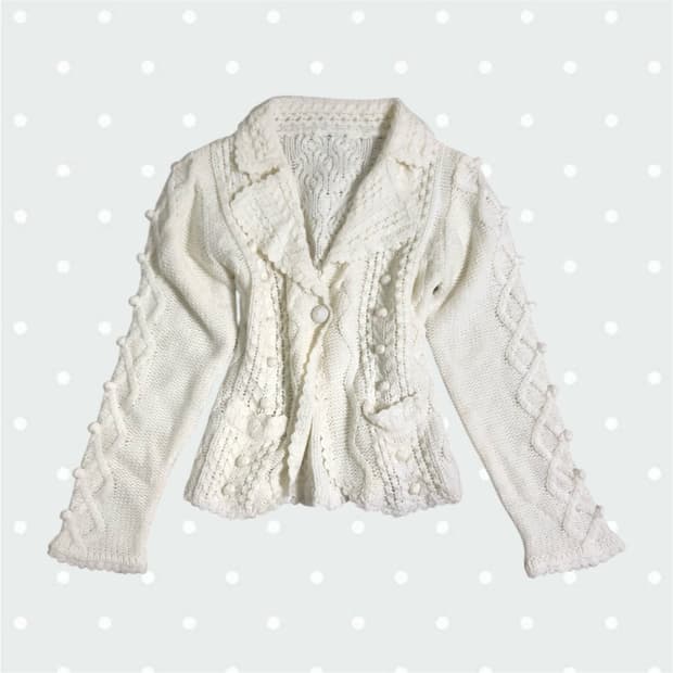 빈티지 모리걸 방울 니트 가디건