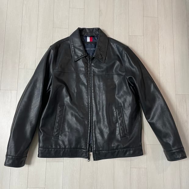 타미힐피거 싱글 레더 자켓 L