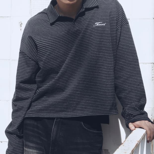 톰비드 스트라이프 크롭 티셔츠