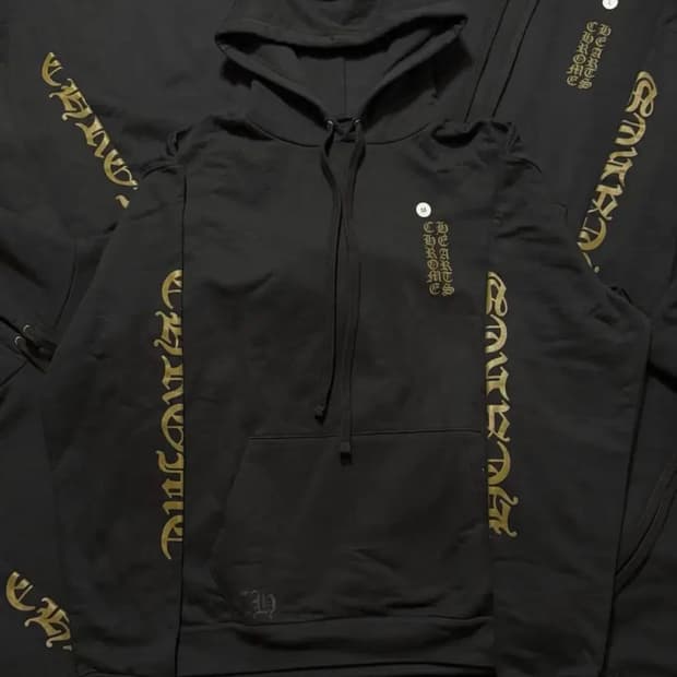 크롬하츠 버티컬 로고 후드집업 L 블랙/아미그린