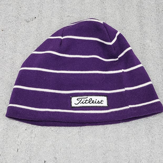 타이틀리스트 스트라이프 골프 비니 퍼플