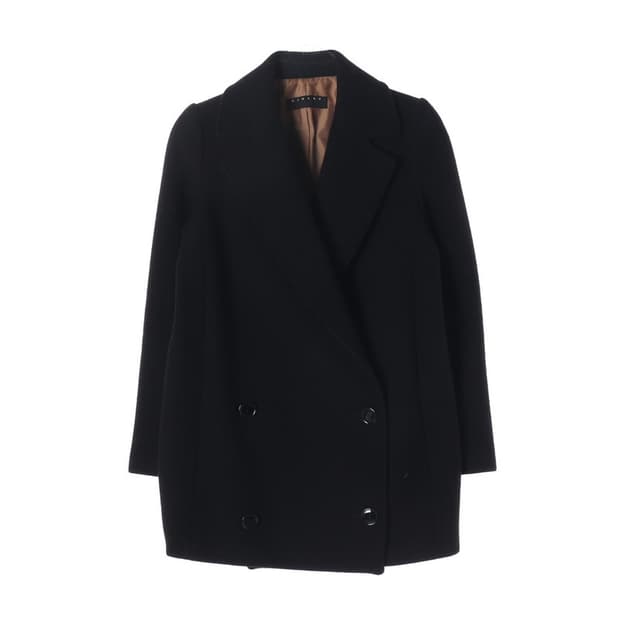 시슬리 모 100프로 더블 브레스트 블랙 하프 코트