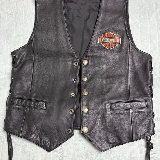 할리데이비슨 가죽 레더 조끼 S