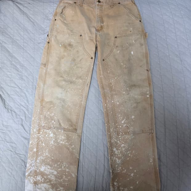 [34X31] 빈티지 칼하트 더블니 B136 BRN 워크팬츠 트래쉬드