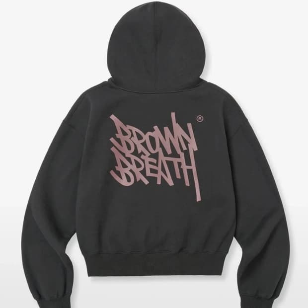 브라운브레스 크롭 후드티 차콜