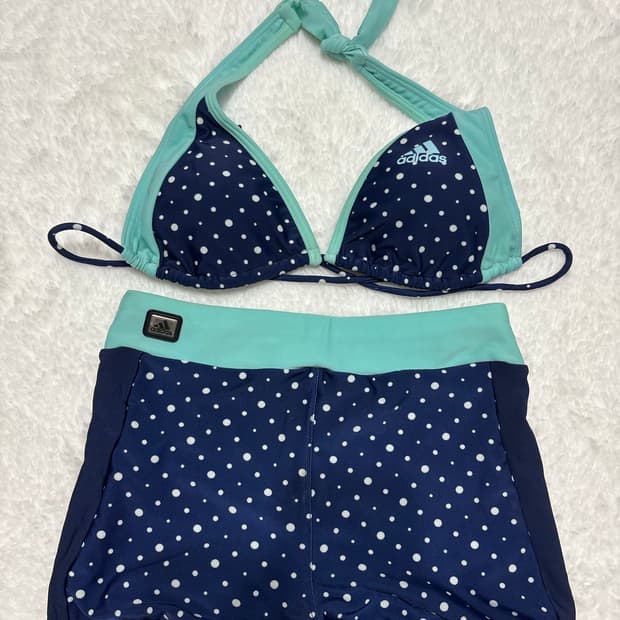 희귀템)Adidas 땡땡이 비키니 민트블루