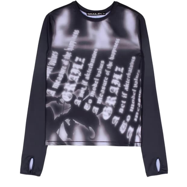 그레일즈 BLUR LETTERING TOP [GREY]