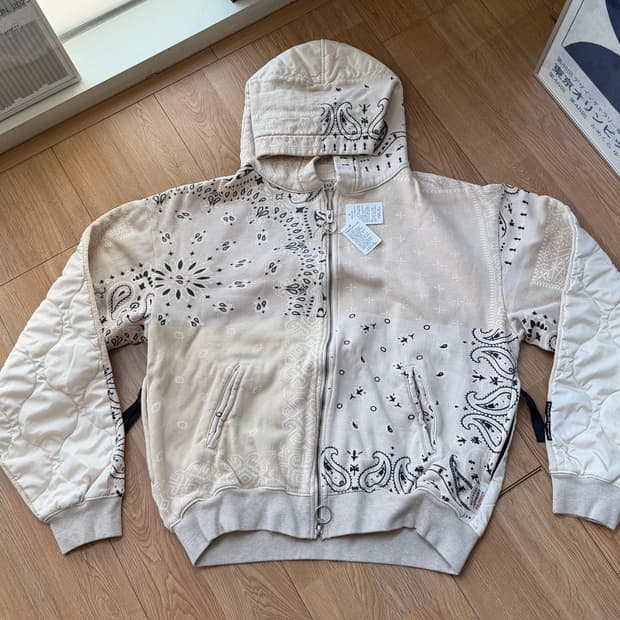 캐피탈 플리스 니트 반다나 비부악 후디드 블루종 화이트 4