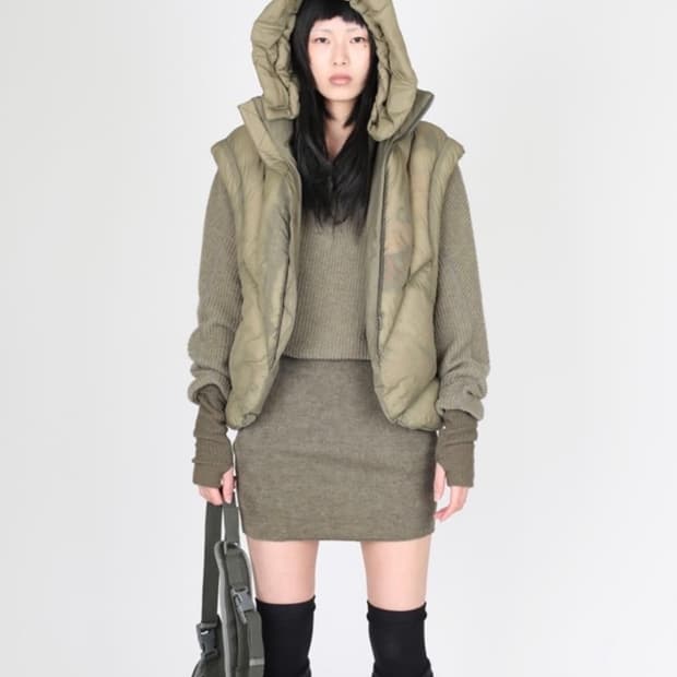 혜인서 패딩후드 원피스 블랙