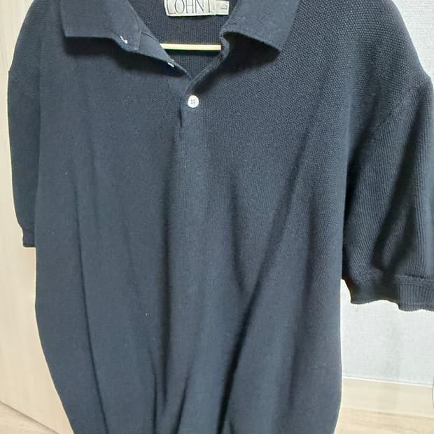 론트 kkst 니트 플레인 패턴 버튼 카라 셔츠 L 블랙