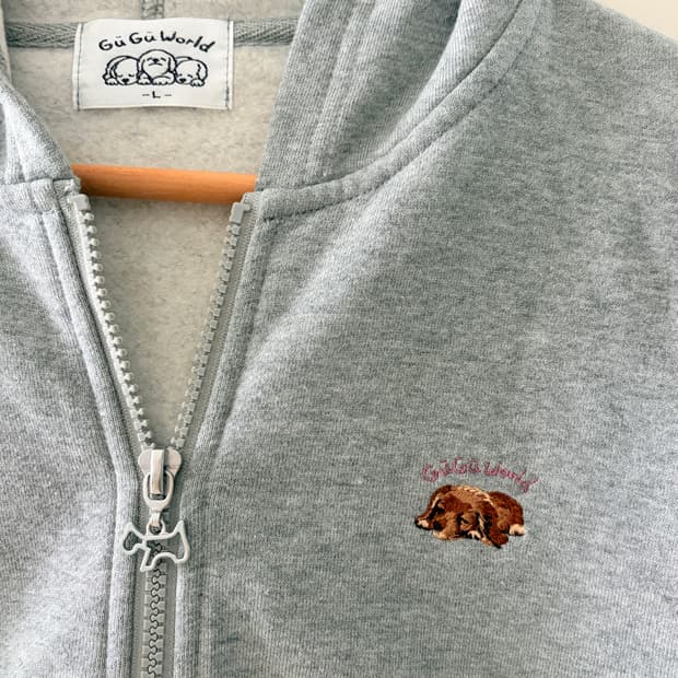 GuGu world 강아지 자수 후드 집업