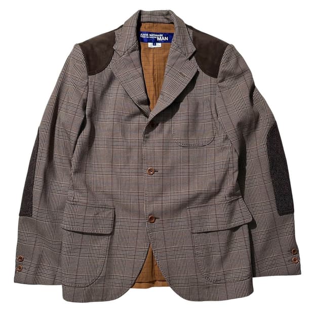 준야 와타나베 꼼데가르송 패치워크 체크 싱글 3B 블레이저 스포츠코트