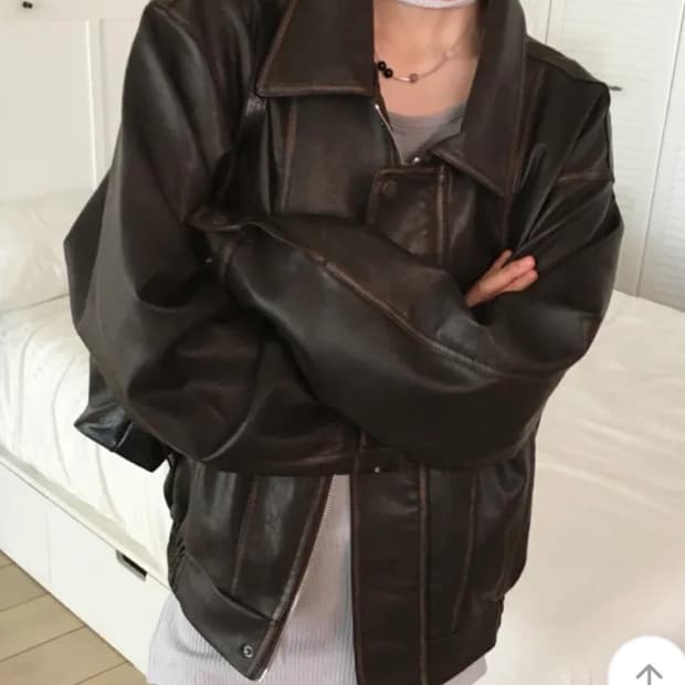 새거)빈티지 워싱 절개 레더자켓 미스치프 보헤미안서울 코이세이오 마뗑킴